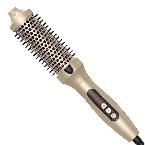 Ficzcfy 1.5-inch hot Brush, Creating a Fluffy Style and Loose Hair, Ceramic Tourmaline ion hot Brush for Heating Curls, Curling Iron Suitable for All Hairstyles, Dual Voltage