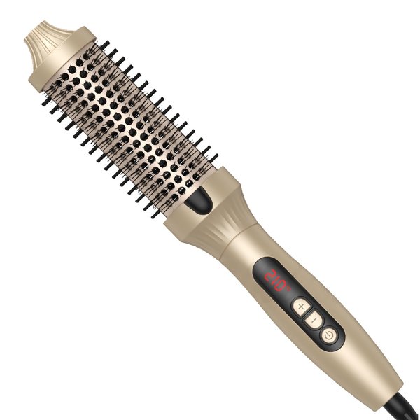 Ficzcfy 1.5-inch hot Brush, Creating a Fluffy Style and Loose Hair, Ceramic Tourmaline ion hot Brush for Heating Curls, Curling Iron Suitable for All Hairstyles, Dual Voltage
