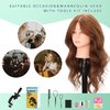 24-26’’ Cosmetology Mannequin Head with 100% Real Human Hair, 100% Human Hair Hairdresser Cosmetology Mannequin Manikin Training Head Hair and Free Clamp Holder