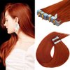 22 inch Tape in Hair Extensions Human Hair Invisible Straight Tape Hair Extensions for Women 20 Pcs/50g Seamless Skin Weft #350 Cooper Rad Real Hair Extensions Tape ins Human Hair