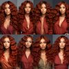 Reddish Brown Bundles Human Hair Color 33 Loose Deep Curly Bundles Copper Red Brown Deep Wave Bundles 22 22 22 Inch Double Weft Brazilian Remy Hair Extensions Silky and Soft for Black Women