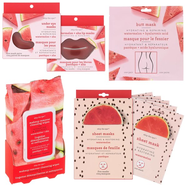 Jean Pierre Cosmetics Beauty Watermelon Hydrating and Repairing Kit, Skin Repairing Kit, Beauty Hydrating Kit, Spa Gift, Spa Kit for Women, Restoring Spa Gift Set, Home Spa Kits, Gifts for Women, Christmas Gift, Stocking Gifts (5 Piece Set)