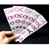 40 Pink Ribbon Temporary Tattoos: Breast Cancer Awareness Tattoo (3 Pack - 15 Sheets Total)
