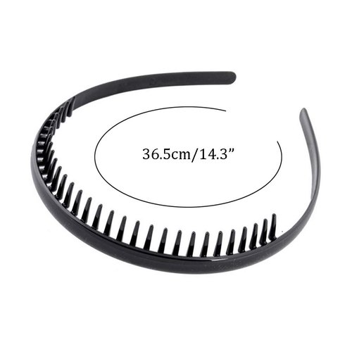 6 Pcs Black Plastic Plain Headbands with Teeth Hair Hoop DIY Hair Accessories Hair Comb for Women Men Girls