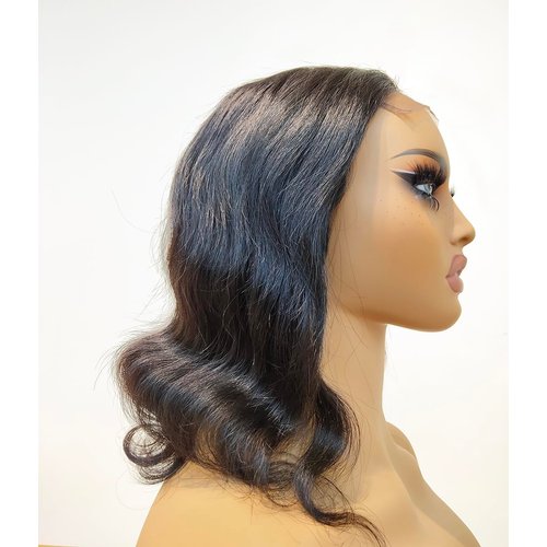 Body Wave Wig 4x4 HD Transparent Lace Closure Wigs Lace Front Wigs Human Hair Brazilian Virgin Hair Wigs for Women Pre Plucked with Baby Hair Shoulder-Length Long Hair (Natural Black Color, 14 inch)