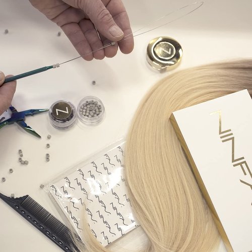 NINFAS Hair Extensions - Weft Beads #F02 Darker Brown 4.5mm, 100 Pieces