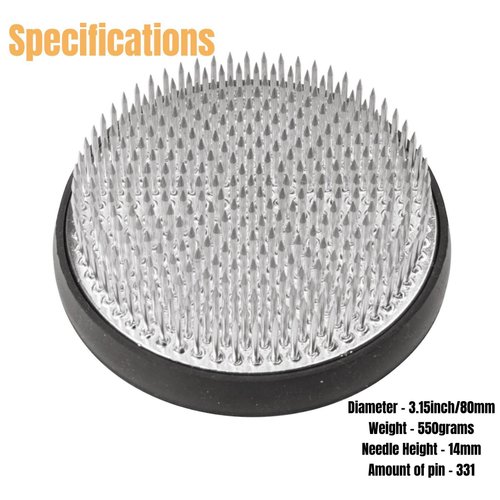 Flower Frog Stainless Steel Japanese Ikebana Pin Frog Floral Arrangement Holder Kenzan Flower Vase Round Metal Flower Arranger Tool (3.2inch / 80mm)