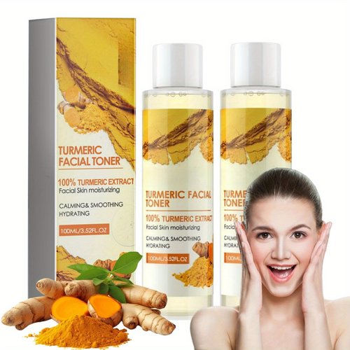 Turmeric Facial Toner, Turmeric Glow Face Toner, Turmeric Dark Corrector Toner, Hydrating Moisturizing Facial Toner, Calming,Smoothing, Hydrating, Skin Balancing & Pore-Reducing Toner, 100ML (2 Pcs)