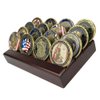 4 Rows Coin Holder, US Army Military Collectible Challenge Coin Display Case Wood Stand, Holds 12-16 Coins