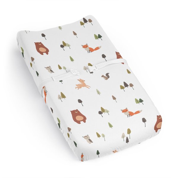 Sweet Jojo Designs Woodland Animals Boy Girl Gender Neutral Unisex Baby Changing Pad Cover Sheet Infant Newborn Diaper Table Change Mat Cover Sage Green Beige Watercolor Forest Animal Brown Bear Fox