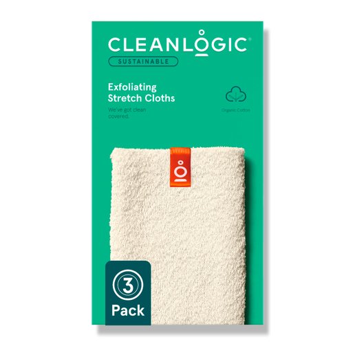 Cleanlogic Body Exfoliating Cloth, Stretchy Organic Sustainable Cotton Exfoliator Bath and Shower...