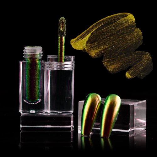 WEILUSI Chrome Nail Powder Holographic Mirror Effect Glitter Iridescent Gel Nail Polish for Nail Art Manicure DIY Decoration Glitter (Green Holographic)