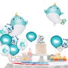 Narwhal Balloons Set, 2 Pieces Narwhal Foil Balloons and 15 Pieces Narwhal Theme Latex Balloons for Kids Ocean Narwhal Birthday Party Decorations Baby Showers