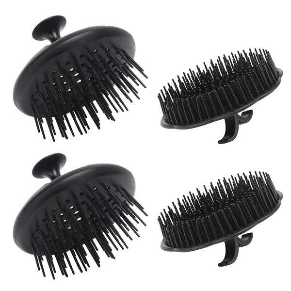 Segbeauty Scalp Massage Brushes, 4 Pcs Shampoo Brush Floriated Shower Comb Long Short Teeth Set, Head Massage Brush for Hair Growth Beard Tidying Pet Grooming Brushes Wet and Dry Scalp Care Black