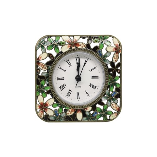 Pewery Decorative Mini Table Clock, Vintage Metal Silent Analog Clock Quartz Battery Operated Table Top Clock for Living Room Decor Shelf