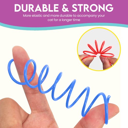 SPOT Thin Colorful Springs Cat Toy - Bouncy Toys for Medium Indoor Cat Breeds to Bite, Swat, Chase - Keeps Cats & Kittens Entertained for Hours - Includes Ten 3” Wide Spiral Springs, Assorted Colors