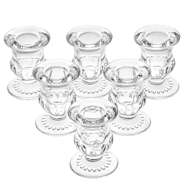 Glass Taper Candle Holders Set of 6 Clear Crystal Candle Holders for Candlesticks, Elegant Candle Stick Holders Glass Candle Holders for Table Centerpiece Wedding Party Christmas Thanksgiving Festival