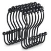 Goowin Shower Curtain Hooks, 12 Pcs Shower Curtain Rings, Stainless Steel Black Shower Curtain Hooks, Shower Curtain Rings Rust Proof, Smooth Sliding Anti-Drop Double Shower Rings for Curtain (Black)