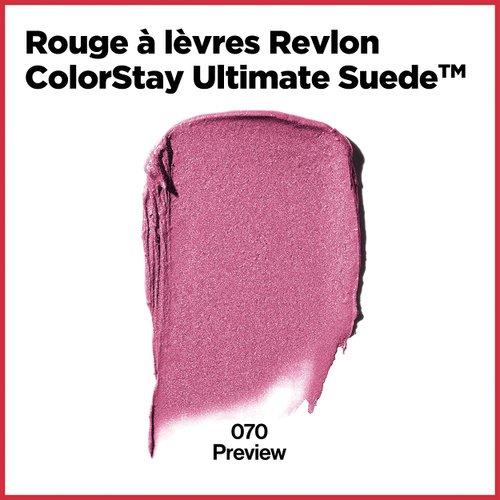 REVLON Lipstick, ColorStay Ultimate Suede Lipstick, High Impact Lip color with Moisturizing Creamy Formula, Infused with Vitamin E, 070 Preview, 0.09 Oz