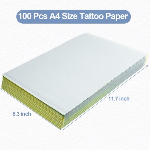 Tattoo Transfer Paper, INKCHUN 100 Sheets Tattoo Stencil Transfer Paper for Tattooing, A4 Size Tattoo Thermal Paper