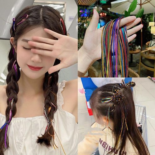 120 Pcs Colorful Gradient Hair Wrap Assorted Strings, Ropes and Strands - DIY African Girl Hair Accessories (4 Sets)