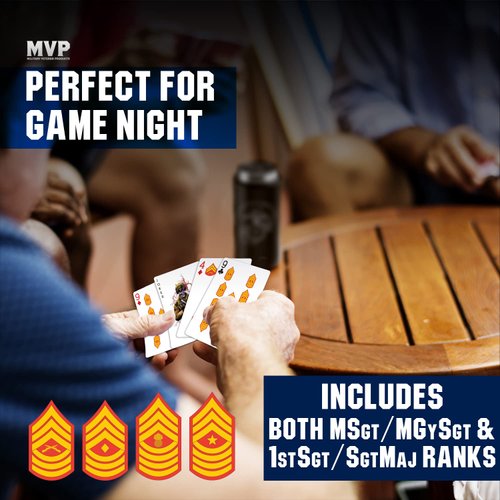 Military Gift Shop USMC Professional Quality Marine Corps Playing Cards with Marine Corps Rank Insignia - Gifts | Disabled Vet Owned Business - USMC Playing Cards