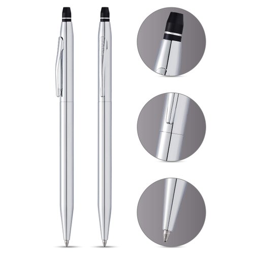 Cross Click Refillable Ballpoint Pen, Medium Ballpen, Includes Premium Gift Box -Polished Chrome