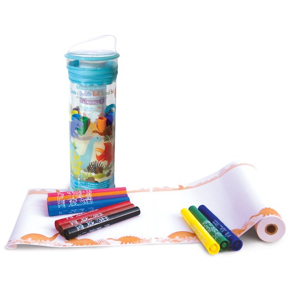 The Piggy Story 'Dinosaur World' Create & Doodle Art Paper Roll Travel Set with Markers