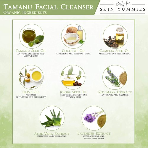 Sally B's Tamanu Luxury Facial Cleanser/Cleansing Milk for Sensitive Skin/EWG Verified/Redness Relief/ 4Oz