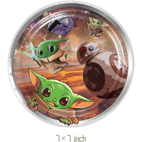 We1Fit 40pcs Baby Yoda Birthday Decorations，include 20 plates, 20 napkins for Baby yoda Party Supplies……