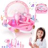 Toddler Vanity, Portable Kids Vanity Set with Mirror & Accessories, Little Girl Princess Vanity Toy with Lights and Music, Pretend Makeup for Toddlers 1-5