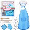 Kids Cooking and Baking Set,11 Pcs Kids Aprons for Girls,Chef Costume Set,Includes Kids Apron and Chef Hat,Mitt & Cooking Cutters,Toddler Chef Role Play Cooking Toys Gifts for Girls Ages 3-8 (Blue)
