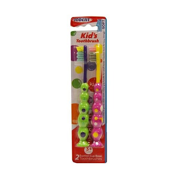 Blondee's Kids Toothbrush 2 Pack - Soft Contoured Bristles - Child Sized Brush Heads (3-10 Year Old) - Suction Cup for Fun & Easy Storage - Girl & Boy Set
