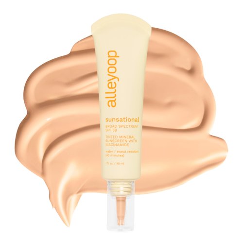 Alleyoop Sunsational Tinted Moisturizer Sunscreen for Face Broad Spectrum SPF 50, 100% Mineral Sunscreen with Jojoba, Protects Hydrates and Soothes Skin, Vegan, Cruelty-Free - Dawn