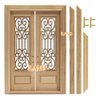 iLAND Dollhouse Door on 1:12 Scale, Dollhouse Accessories of Miniature Gate w/Carved Pattern & 3D Lattice Panes Reflecting Rainbow Light & Golden Handles
