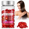 Bieyoc Hair Serum Capsules with Vitamin A C E B5 for Hair Repair and Moisturizing, Unscented, Red, Unisex Adult, Suitable for All Hair Types and Textures, 40 Pcs