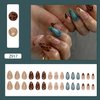 Press on Nails Medium Almond MABKJLF French Tip Fake Nails False Nails with Designs Leopard Print Nails Cheetah Print Nails Embossed Swirl Glossy Glue on Nails Acrylic Nails for Women Girls 24 Pcs