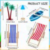 Minatee 25 Pcs Beach Miniature Dollhouse Decoration, Umbrella Palm Chair Miniature Toys Garden Decorations Dollhouse Outdoor Accessories Beach Decorations for DIY Garden Plant Pool (Red, Black)