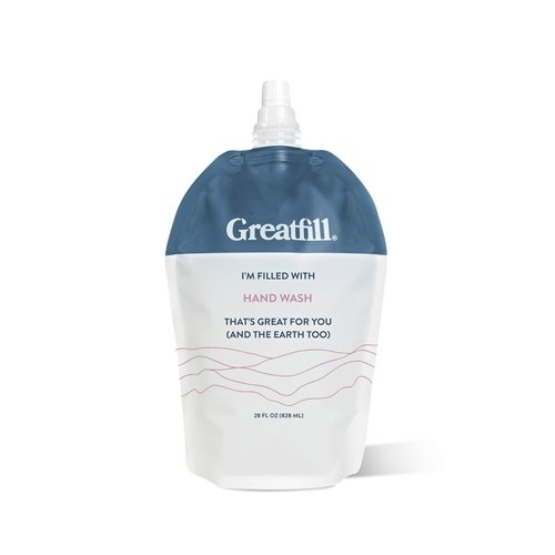 Greatfill Liquid Hand Soap Refill, Sage and Lavender, All-Natural & Eco-Friendly Ingredients, Enriched with Essential Oils, Returnable Refill Pouch (28oz, Pack of 1)
