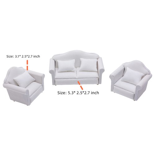 Fateanuki 1 12 Scale Doll House Furnitures 3pc Sofa Miniature Dollhouse Toy Parlor Bedroom Decoration Accessories