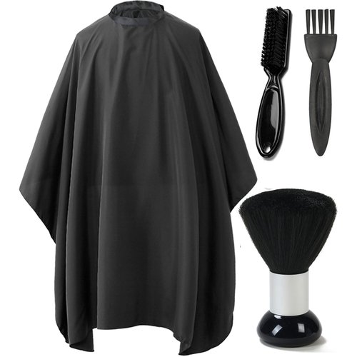 Borogo Professional Hair Cutting Cape with Neck Duster Brush, Adjustable Waterproof Salon Closure Barber Cape Hair Cutting Accessories Black