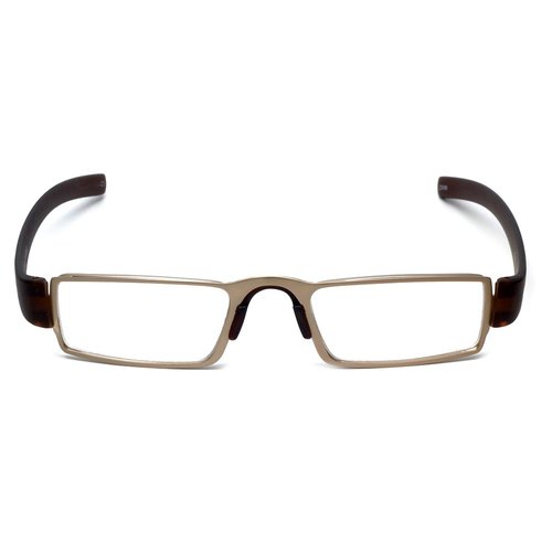 Calabria Coupe Anti Reflective Reading Glasses +1.00 Gold Mens Gran Turismo Stainless Steel Trendy Readers Designer Eyeglass