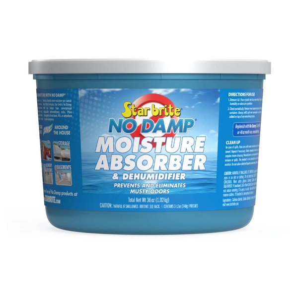 STAR BRITE No Damp Moisture Absorber & Dehumidifier 36 Ounce Bucket - Simple, Portable, Humidity Control for Boats, RVs, Seasonal Homes & More - Prevent Musty Odor & Moisture Damage (085401)