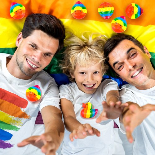 DEEKIN 24 Pcs Rainbow Rubber Duck Mini Rubber Duckies Bulk Rainbow Party Decorations Bathtub Ducky for Rainbow Colorful Birthday Party LGBT Party Favors Gift