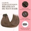 GOO GOO Clip in Hair Extensions Real Human Hair, 16inch 120g 7Pcs, 5 Light Ash Brown, Remy Human Hair Extensions Clip ins for Women, Natural Human Hair