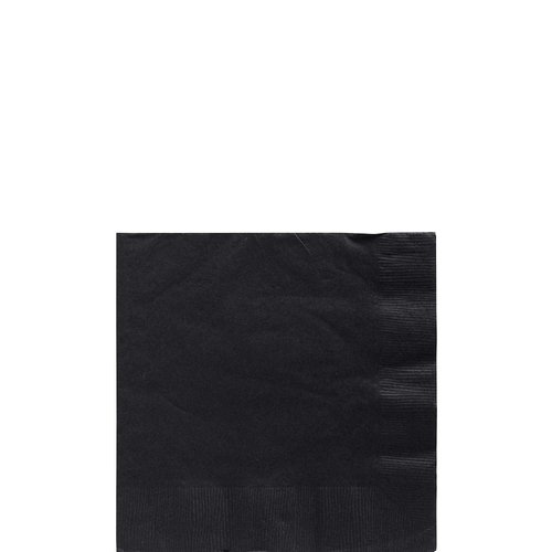 Amscan Black Jet Big Party Pack Beverage Napkins, 5" x 5", 100 Ct
