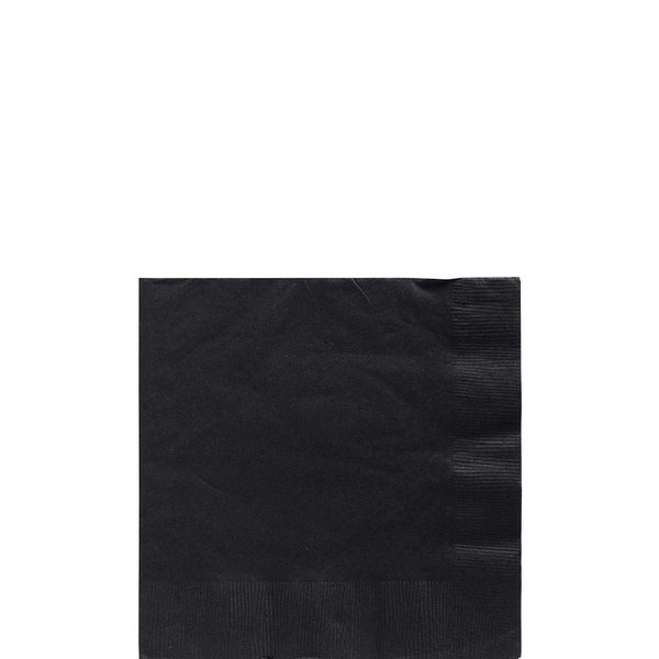 Amscan Black Jet Big Party Pack Beverage Napkins, 5" x 5", 100 Ct