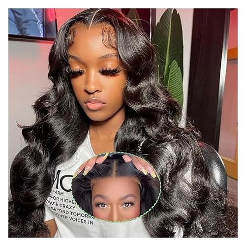 Body Wave Lace Front Wigs Human Hair Pre Plucked 5X5 HD Lace Closure Wigs Human Hair for Black Women 180 Density Wear and Go Glueless Wigs Human Hair Precut Brazilian Virgin Hair Body Wave (22 Inch