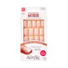 KISS Salon Acrylic Natural Nails, “Euphoria”, Medium Length, Ultra-Smooth Finish, DIY At-Home Manicure Kit with Pink Gel Nail Glue, Mini File, Manicure Stick, and 28 Nails in 14 sizes