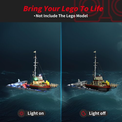 BRIKSMAX 2.0 Light Kit for Lego Jaws -Innovative Led Lighting Compatible with Lego Ideas 21350 - Not Included Lego Set